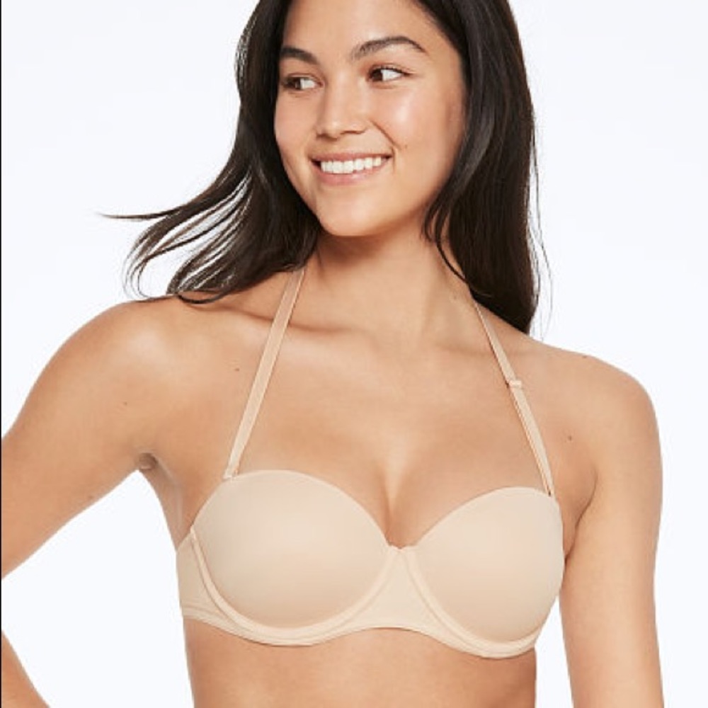 PINK VS Strapless Multi-Way Push-Up Bra in Beige